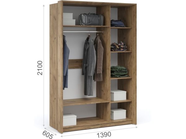 Шкаф «Мишель» 3дв, Дуб крафт золотой/Белый жемчуг — изображение 3