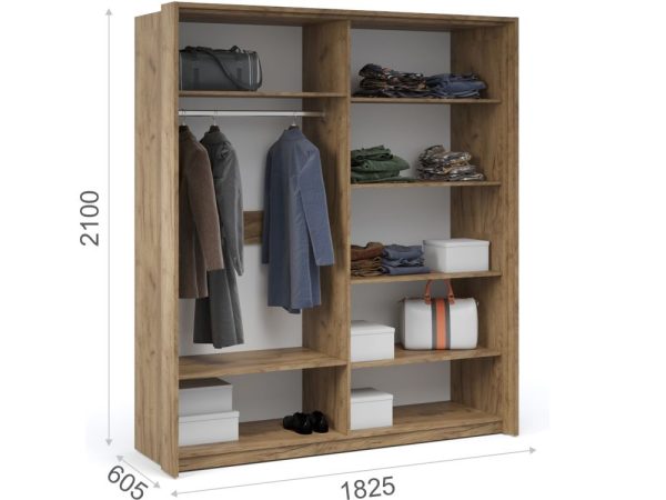 Шкаф «Мишель» 4-х дверный, Дуб крафт золотой/Белый жемчуг — изображение 3