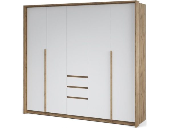 mishel-shkaf-5dv_-kraft-zolotoy Шкаф «Мишель» 5дв, Дуб крафт золотой/Белый жемчуг — изображение 2