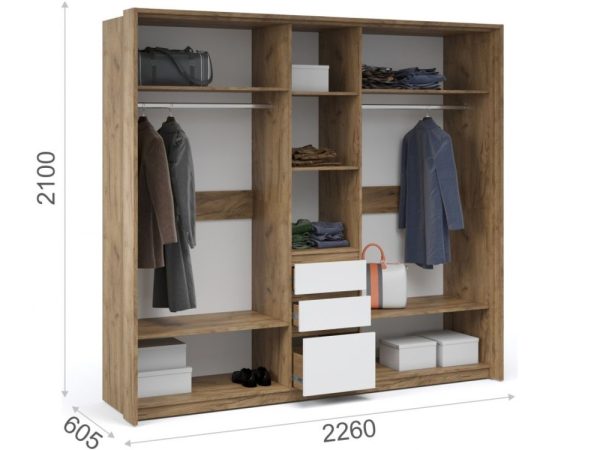 mishel-shkaf-5dv_-kraft-zolotoy_1 Шкаф «Мишель» 5дв, Дуб крафт золотой/Белый жемчуг — изображение 3