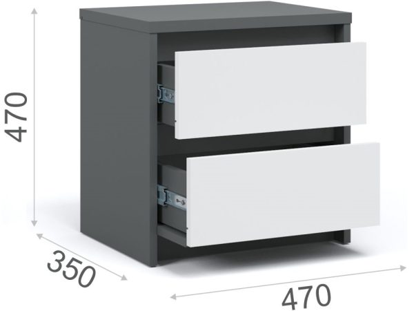 Тумба «Мишель» 2ящ, Антрацит/Белый жемчуг — изображение 3