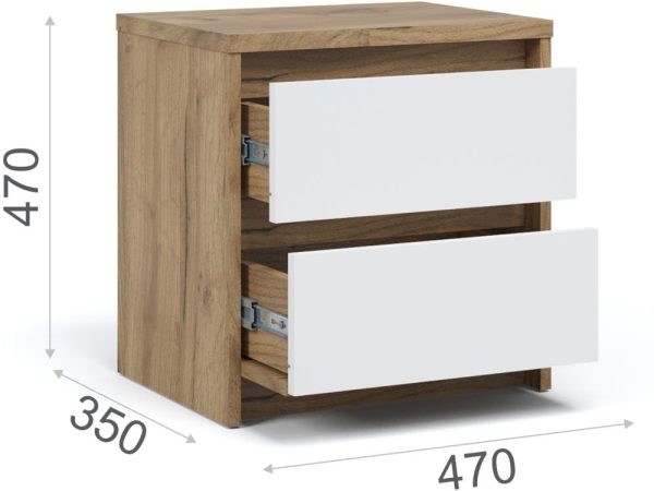 Тумба «Мишель» 2ящ, Дуб крафт золотой/Белый жемчуг — изображение 3