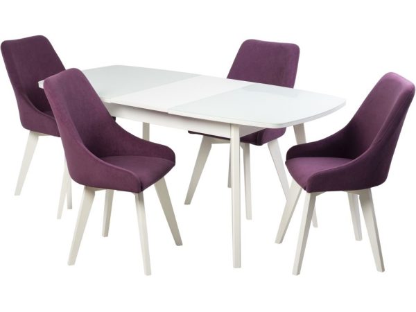 Кресло ХЭНК, ВЕЛЮР СЛИВОВЫЙ, Каркас КОМПАКТ МАССИВ, Белый — изображение 7