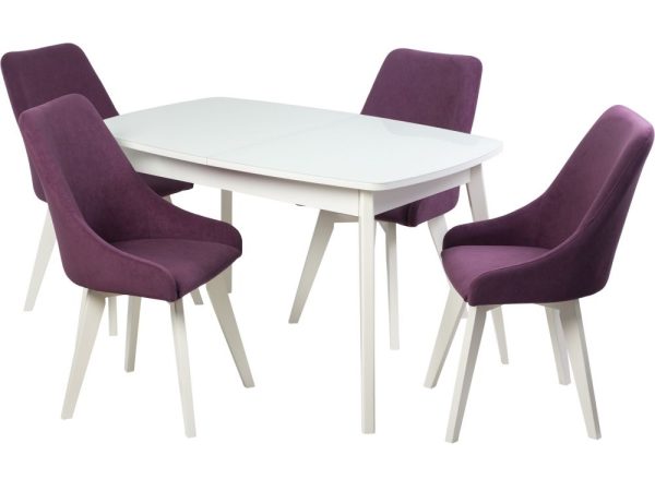 Кресло ХЭНК, ВЕЛЮР СЛИВОВЫЙ, Каркас КОМПАКТ МАССИВ, Белый — изображение 6