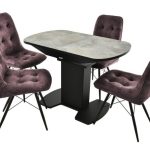 Обеденная группа (Стол Корсика Мрамор светлый и 4 Бордо Милано 09), черный