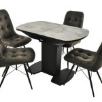 Обеденная группа (Стол Корсика Мрамор светлый и 4 Бордо Милано 12), черный