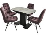 Обеденная группа (Стол Корсика Мрамор светлый и 4 Бордо Милано 09), черный — изображение 2
