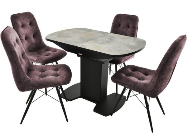 Обеденная группа (Стол Корсика Мрамор светлый и 4 Бордо Милано 09), черный — изображение 2
