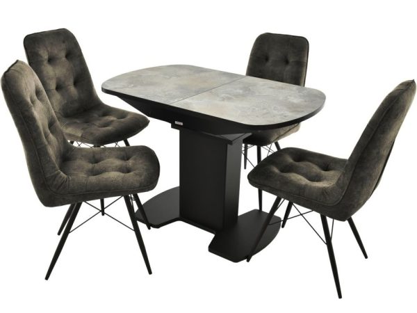 Обеденная группа (Стол Корсика Мрамор светлый и 4 Бордо Милано 12), черный — изображение 2