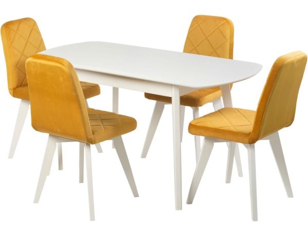 Стул АРИОН (ромб), ВЕЛЮР 14 ЗОЛОТО, каркас СТАНДАРТ МАССИВ, Белый — изображение 3