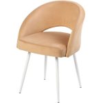 Полукресло МИРЕЛЛА ВЕЛЮР 13 КАРАМЕЛЬ, Каркас ГРЭЙС МЕТАЛЛ, Белый глянец