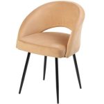Полукресло МИРЕЛЛА ВЕЛЮР 13 КАРАМЕЛЬ, Каркас ГРЭЙС МЕТАЛЛ, Черный глянец