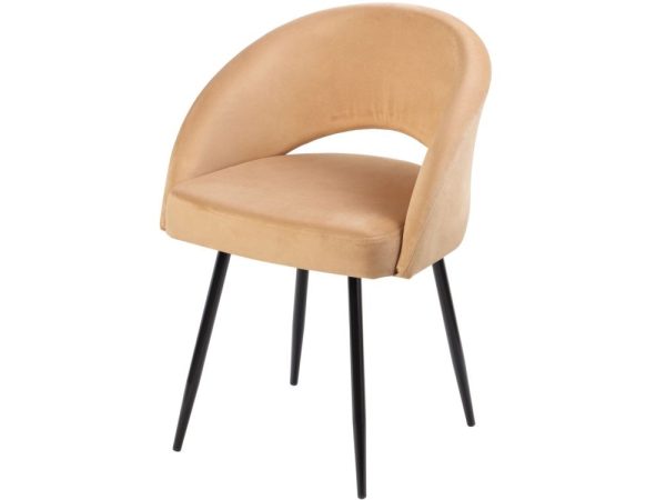 Полукресло МИРЕЛЛА ВЕЛЮР 13 КАРАМЕЛЬ, Каркас ГРЭЙС МЕТАЛЛ, Черный глянец — изображение 2