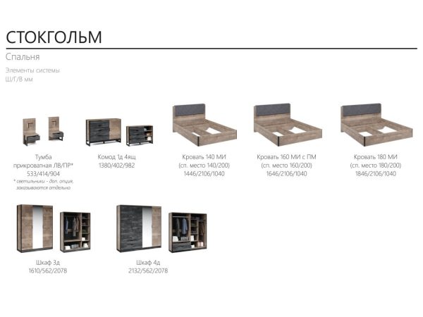 Шкаф «Стокгольм» 3дв, Дуб гранж песочный/Железный камень — изображение 6