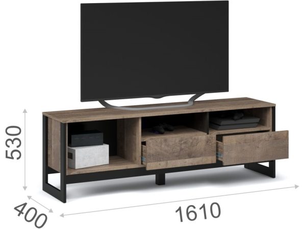 Тумба под ТВ «Стокгольм», Дуб гранж песочный/Железный камень — изображение 3