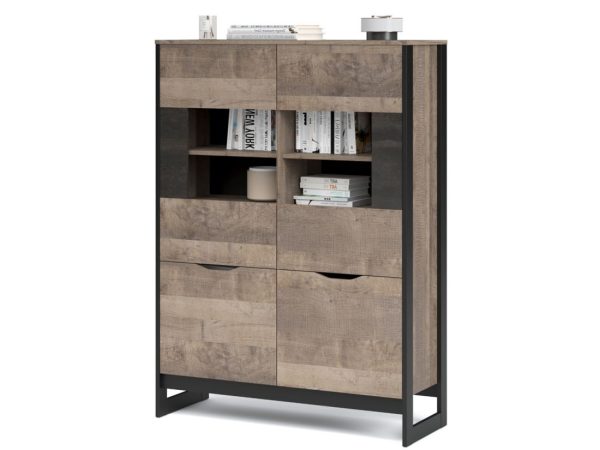 Витрина низкая «Стокгольм» 2д2в, Дуб гранж песочный/Железный камень — изображение 2