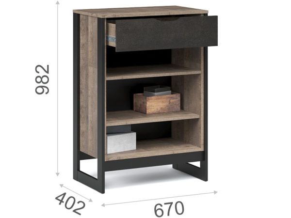 Комод «Стокгольм» 2д1ящ, Дуб гранж песочный/Железный камень — изображение 3