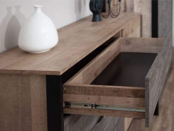 Комод «Стокгольм» 1д4ящ, Дуб гранж песочный/Железный камень — изображение 5