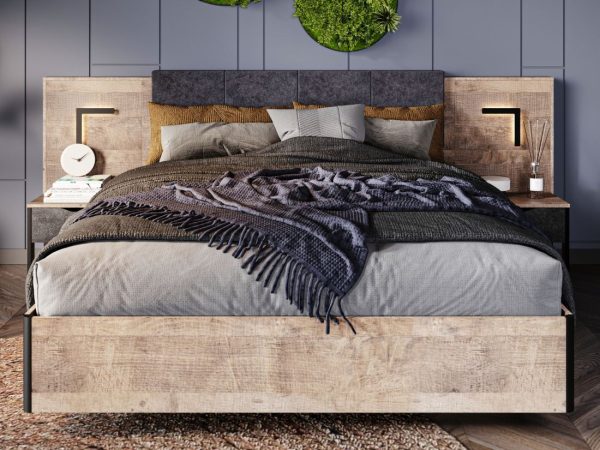 Кровать «Стокгольм» 140 МИ без основания под матрас, Дуб гранж песочный — изображение 4