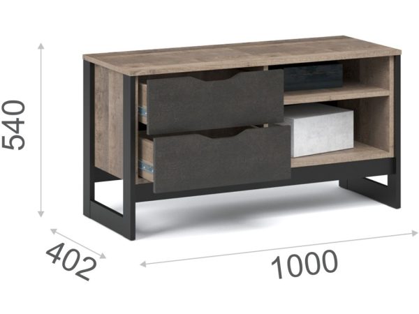 Тумба «Стокгольм» 1д2ящ, Дуб гранж песочный/Железный камень — изображение 3