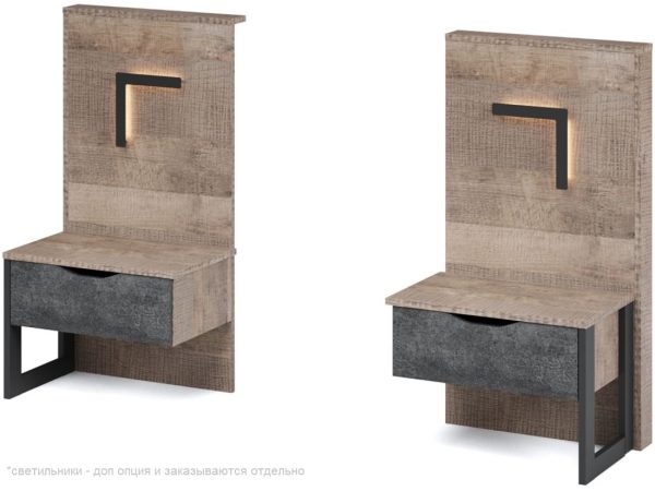 Тумба «Стокгольм» ЛВ/ПР 2шт, Дуб гранж песочный/Железный камень — изображение 3