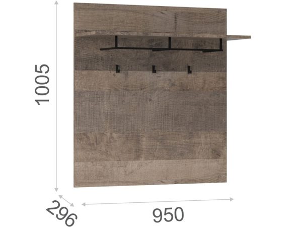 Вешалка «Стокгольм», Дуб гранж песочный/Железный камень — изображение 3