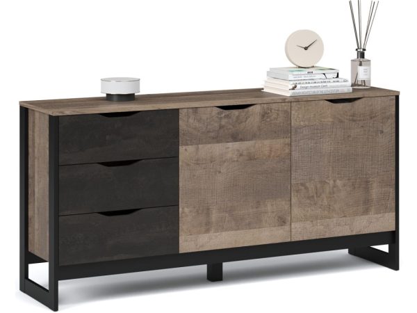 Комод «Стокгольм» 2д 3ящ, Дуб гранж песочный/Железный камень — изображение 2