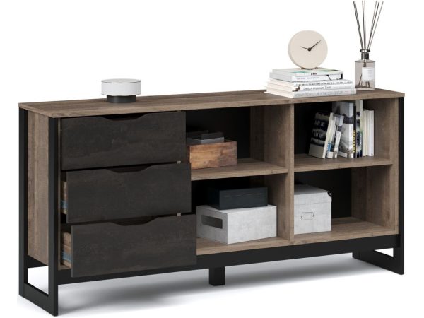 Комод «Стокгольм» 2д 3ящ, Дуб гранж песочный/Железный камень — изображение 3