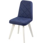 Стул АРИОН (ромб), ВЕЛЮР ТЕМНО-СИНИЙ, каркас СТАНДАРТ МАССИВ, Белый