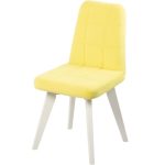 Стул АВИНЬОН (квадрат), ВЕЛЮР ЛИМОННЫЙ, каркас СТАНДАРТ МАССИВ, Белый