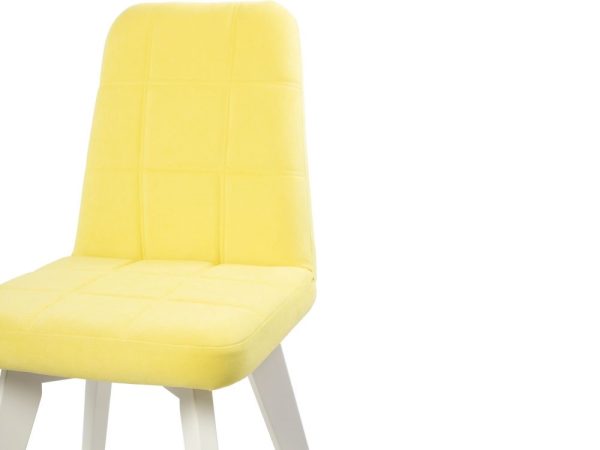 Стул АВИНЬОН (квадрат), ВЕЛЮР ЛИМОННЫЙ, каркас СТАНДАРТ МАССИВ, Белый — изображение 4