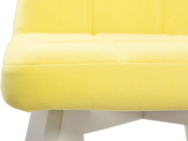 Стул АВИНЬОН (квадрат), ВЕЛЮР ЛИМОННЫЙ, каркас СТАНДАРТ МАССИВ, Белый — изображение 5