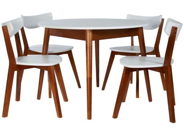 Обеденная группа (Стол Зефир и 4 стула Ювента), белый+орех — изображение 2