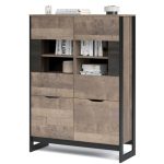 Витрина низкая «Стокгольм» 2д2в, Дуб гранж песочный/Железный камень