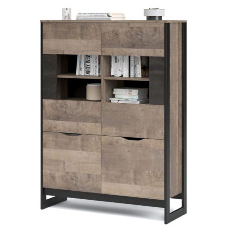 Витрина низкая «Стокгольм» 2д2в, Дуб гранж песочный/Железный камень