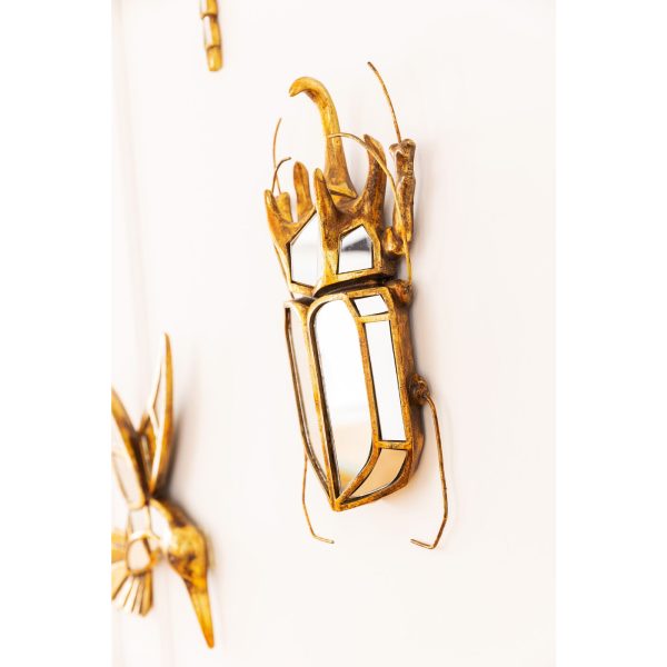 Украшение настенное Beetle, коллекция "Жук" 25*39*6, Зеркальное стекло, Полирезин, Золотой — изображение 2