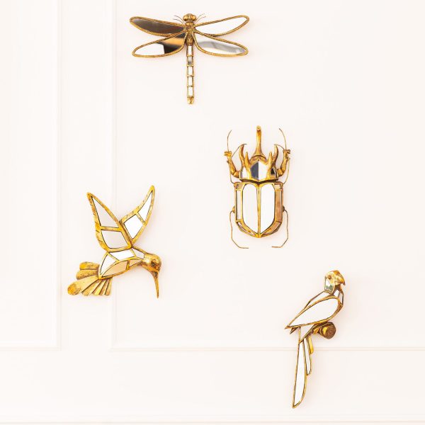 Украшение настенное Beetle, коллекция "Жук" 25*39*6, Зеркальное стекло, Полирезин, Золотой — изображение 4