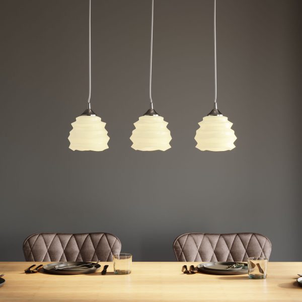 Люстра для столовой Ruffle, коллекция "Рябь" 69*120*69, Стекло, Сталь, Белый — изображение 2