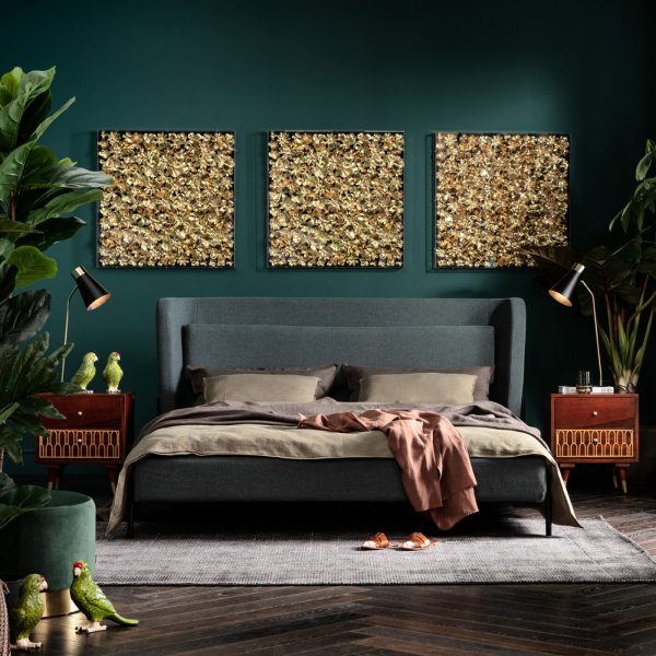 Украшение настенное в рамке Flowers, коллекция "Цветы" 80*80*5, Бумага, Лен, МДФ, Золотой — изображение 3