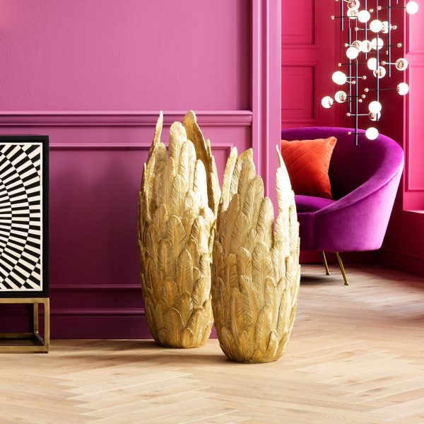 Ваза Feathers, коллекция "Перья" 35*91*35, Полирезин, Золотой — изображение 2