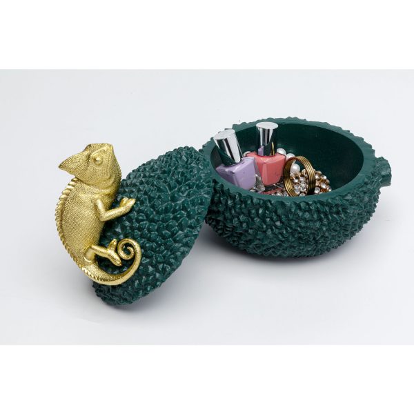 Шкатулка Chameleon, коллекция "Хамелеон" 20*20*16, Полирезин, Золотой, Зеленый — изображение 3