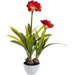 Предмет декоративный Amaryllis, коллекция "Амариллис" 40*97*40, Полиэтилен, Сталь, Цемент, Зеленый, Красный