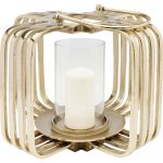Фонарь для свечи Cage, коллекция "Клетка" 41*32*41, Стекло, Алюминий, Золотой