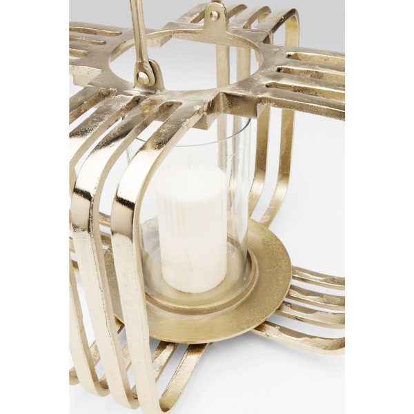 Фонарь для свечи Cage, коллекция "Клетка" 41*32*41, Стекло, Алюминий, Золотой — изображение 3
