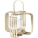 Фонарь для свечи Cage, коллекция "Клетка" 46*41*46, Стекло, Алюминий, Золотой — изображение 2