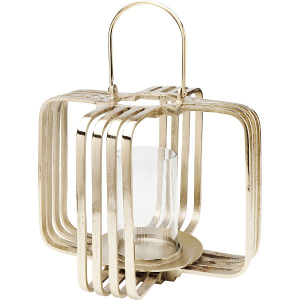 Фонарь для свечи Cage, коллекция "Клетка" 46*41*46, Стекло, Алюминий, Золотой — изображение 2