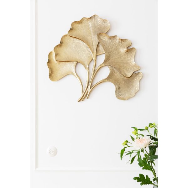 Украшение настенное Ginkgo Leaf, коллекция "Лист Гинкго" 72*66*4, Алюминий, Золотой — изображение 4