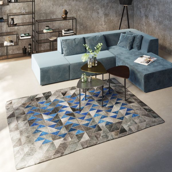 Ковер Triangle, коллекция "Треугольники" 170*1*240, Воловья кожа, Шерсть, Серый — изображение 2