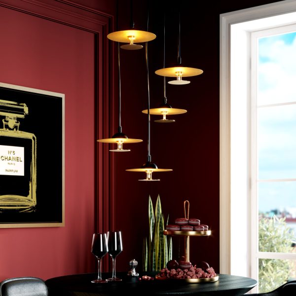 Люстра Disk, коллекция "Диск" 40*140*40, Сталь, Золотой, Черный — изображение 2