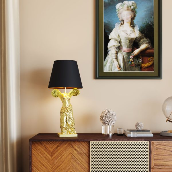 Лампа настольная Angel, коллекция "Ангел" 30*35*61, Полирезин, Хлопок, Черный, Золотой — изображение 2